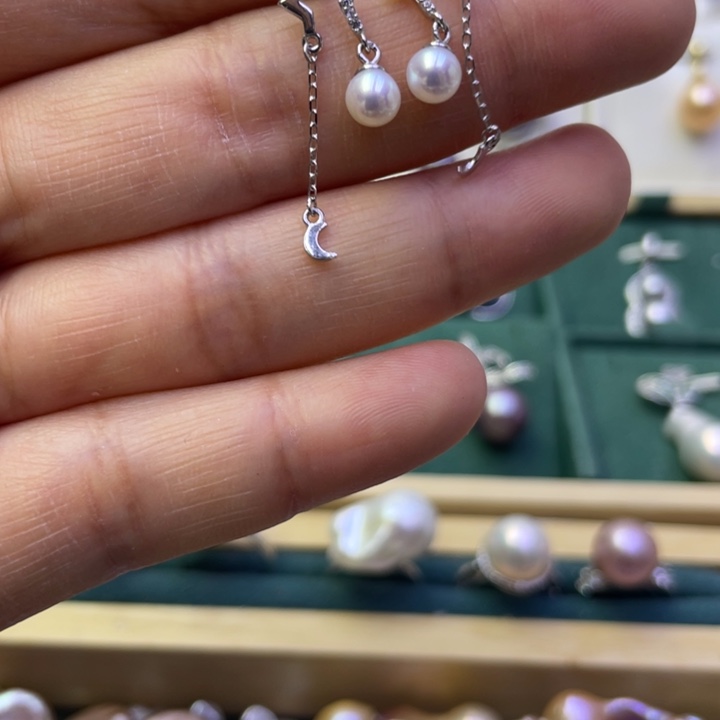 淡水珍珠耳饰银S925镶嵌