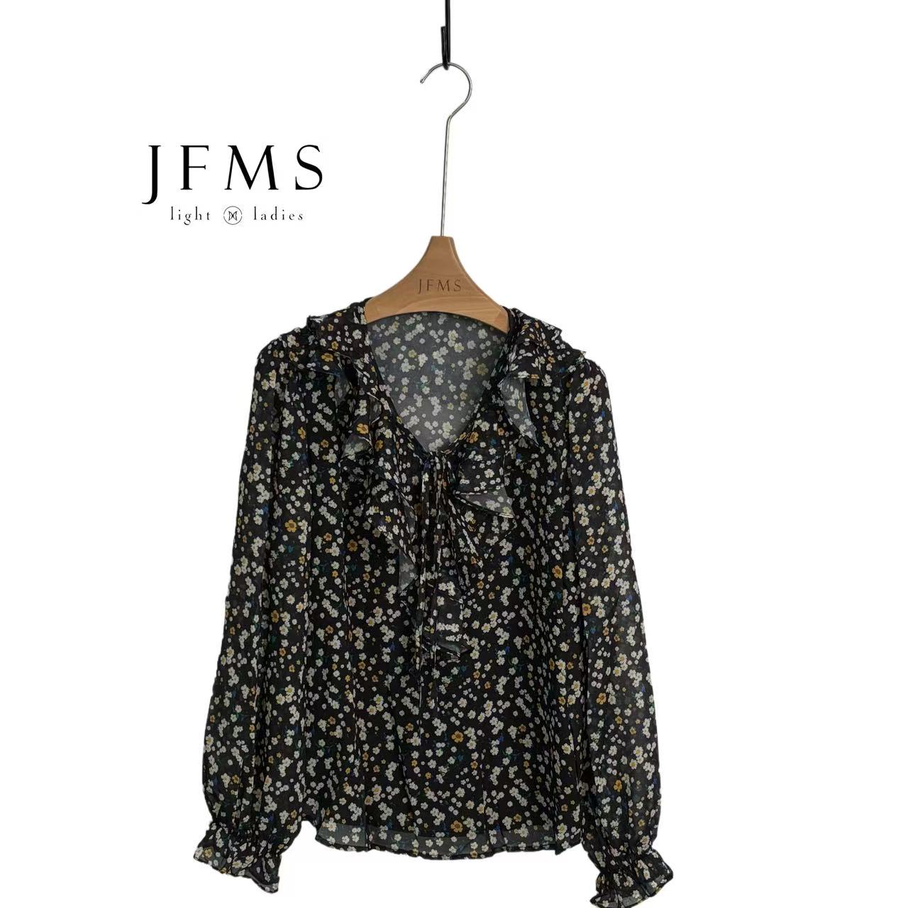 JFMS夏新款碎花上衣向阳花女士百搭优雅透气欧韩版短袖上衣S060