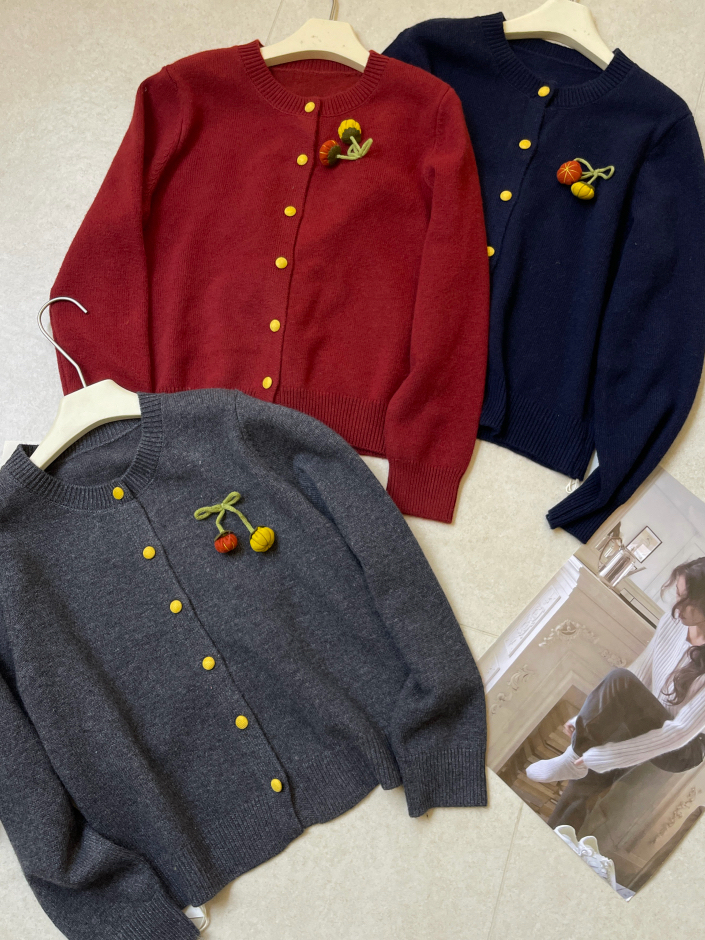 77 【小南瓜圆领毛衣外套】保暖针织开衫