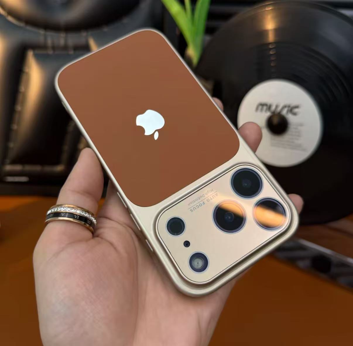 真皮纹大视窗秒变17适用于苹果16/15/14磨砂手机壳iPhone17promax