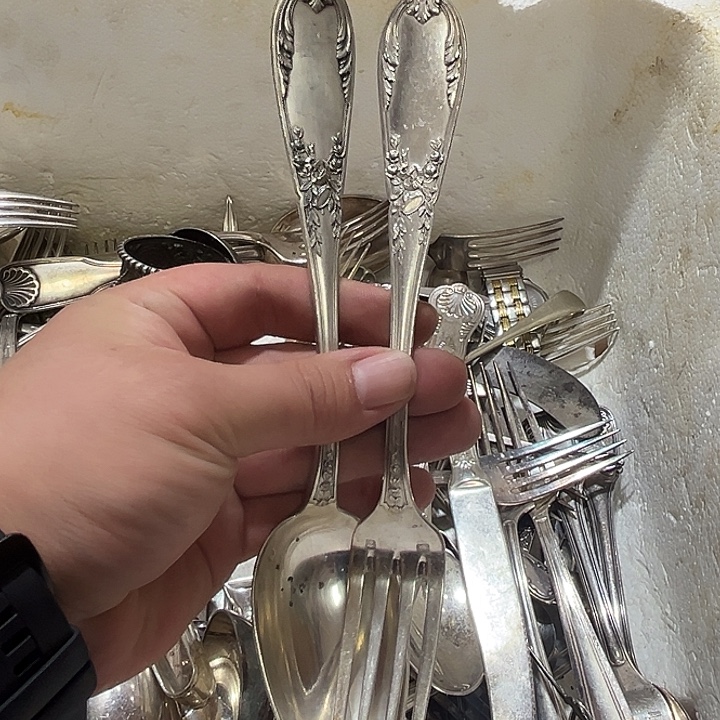 唐***唐贵金属欧洲中古老物件勺叉
