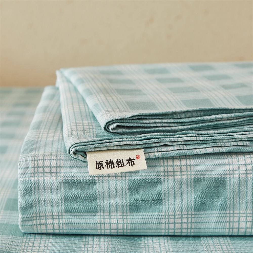 棋盘绿三枚缎全新工艺大帆布老粗布 贴身柔软吸汗透气床单
