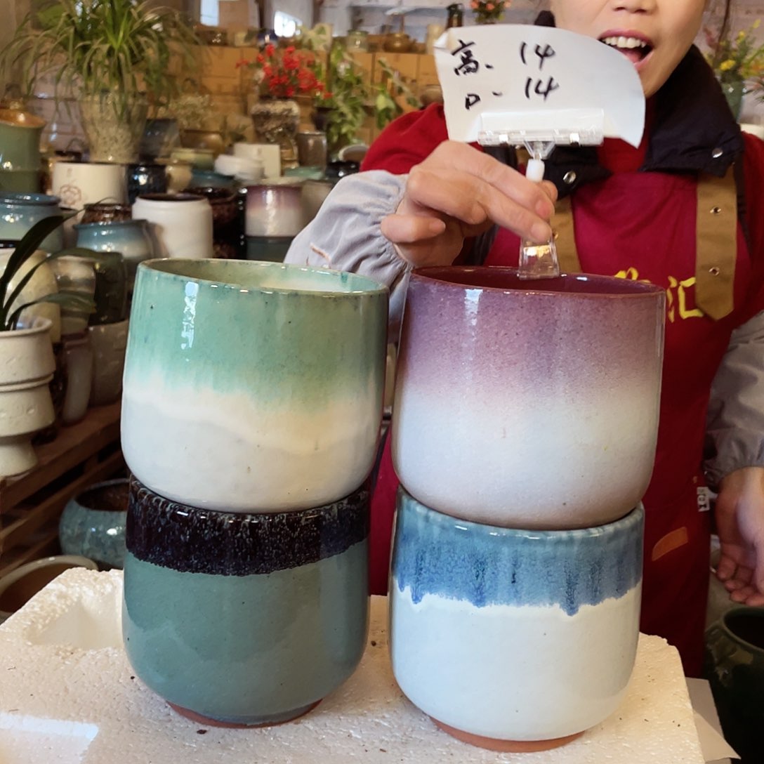 紫砂花盆高度14口径14