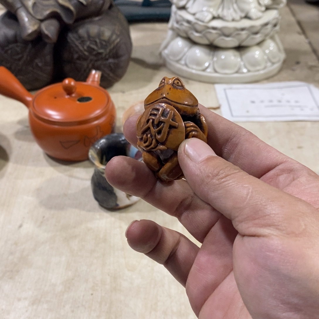 泰***院橄榄核手串/手链核桃雕刻青蛙挂件