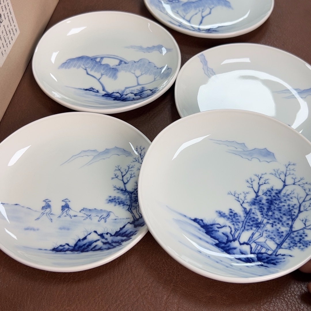 陶瓷深川五只手绘