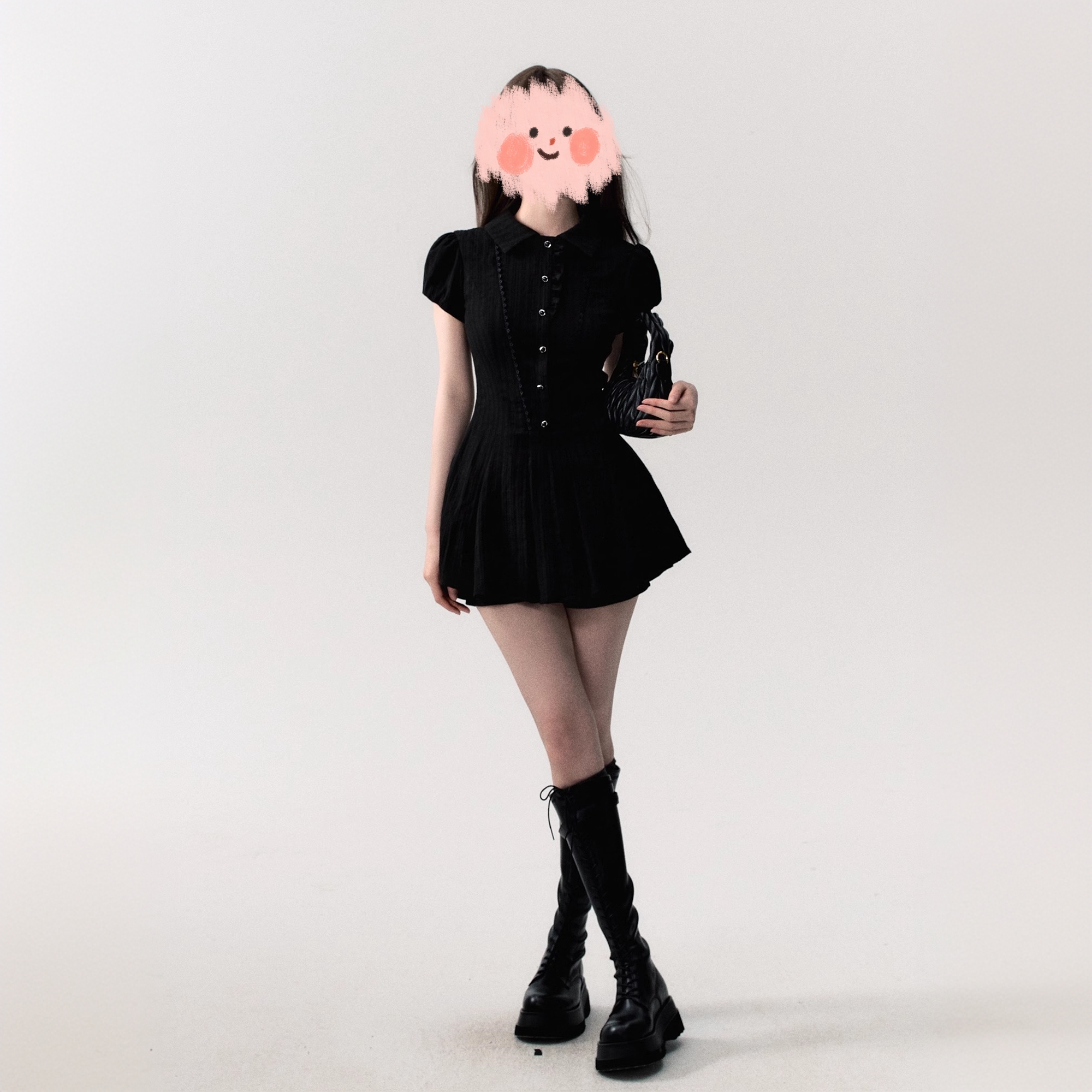 "等你下课"连衣裙a字裙短袖衬衫裙通勤学院风辣妹茶歇裙