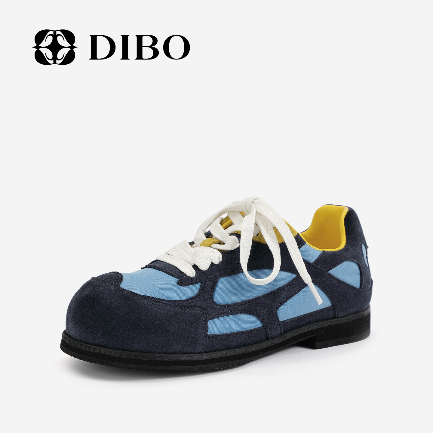 DIBO碲铂 汀岸澜步 水波纹款圆头低跟拼色系带复古休闲鞋25334024