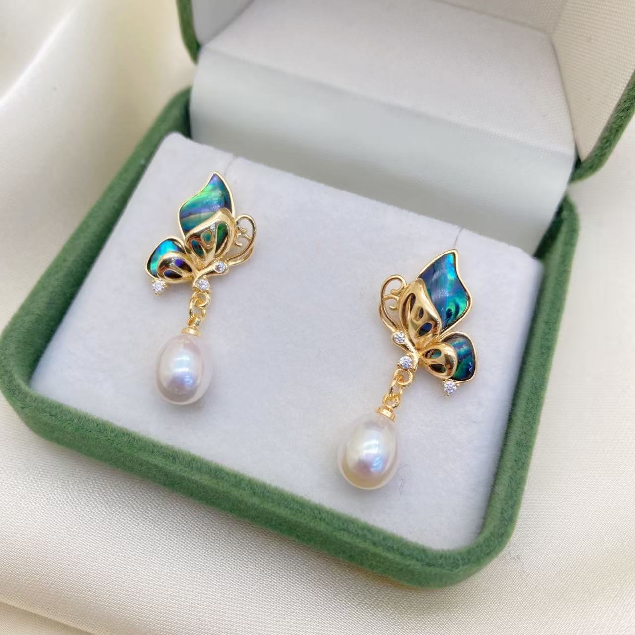  LH008【彩云凤蝶珍珠耳环】气质轻奢时尚百搭复古国风精致优雅