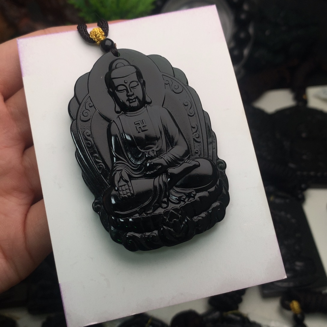 天然缅甸a货钢琴黑挂件