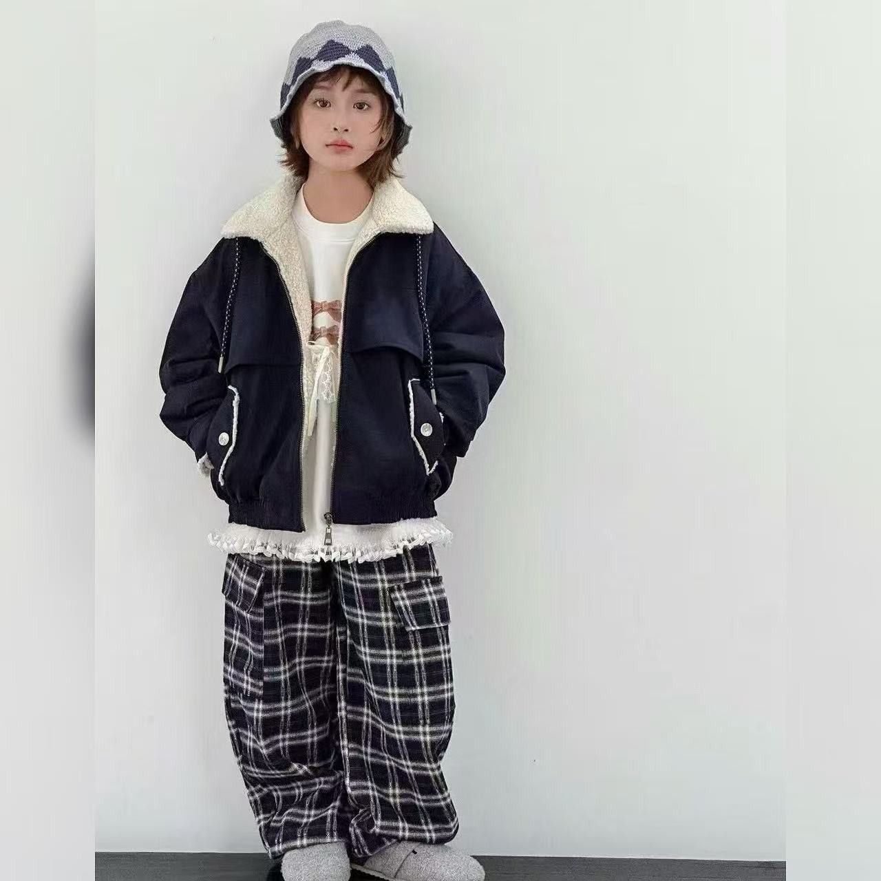 【2025秋冬韩款】拉链休闲风女童冬款加绒短款秋冬W2691