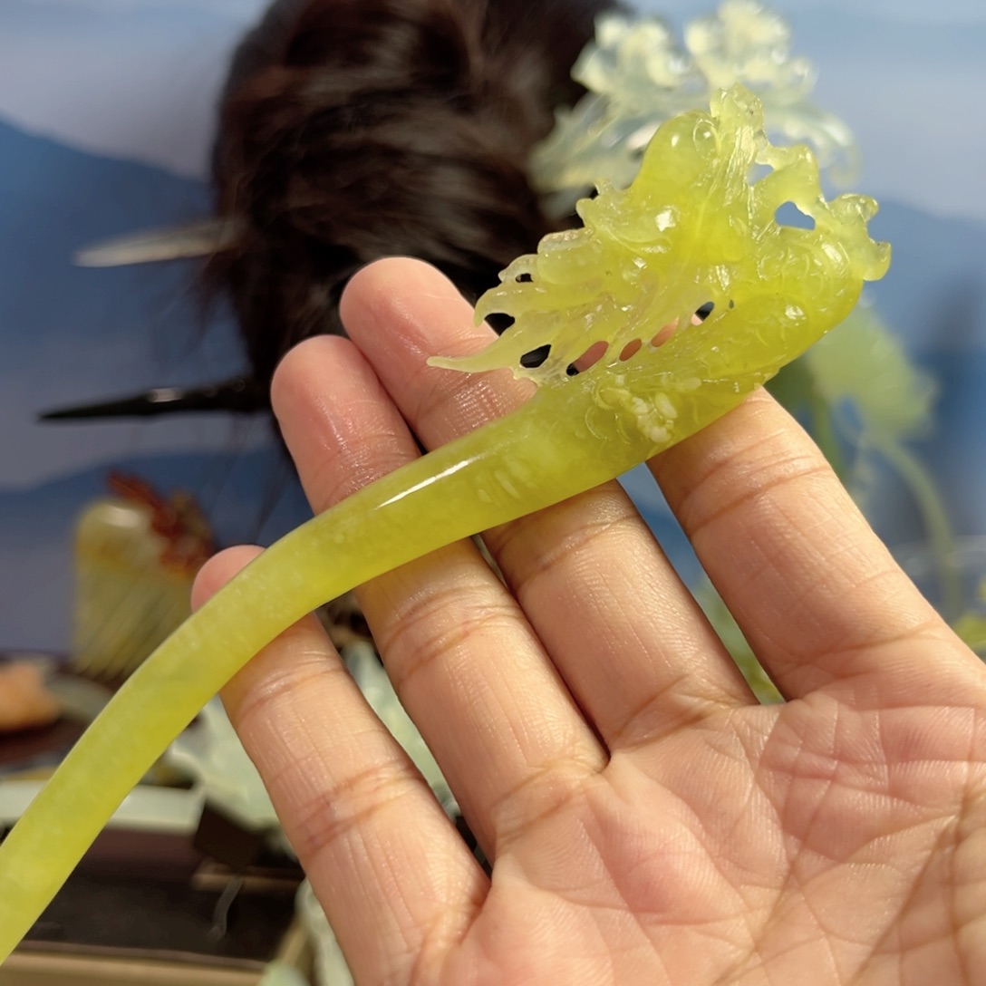 蛇纹石玉发饰合金