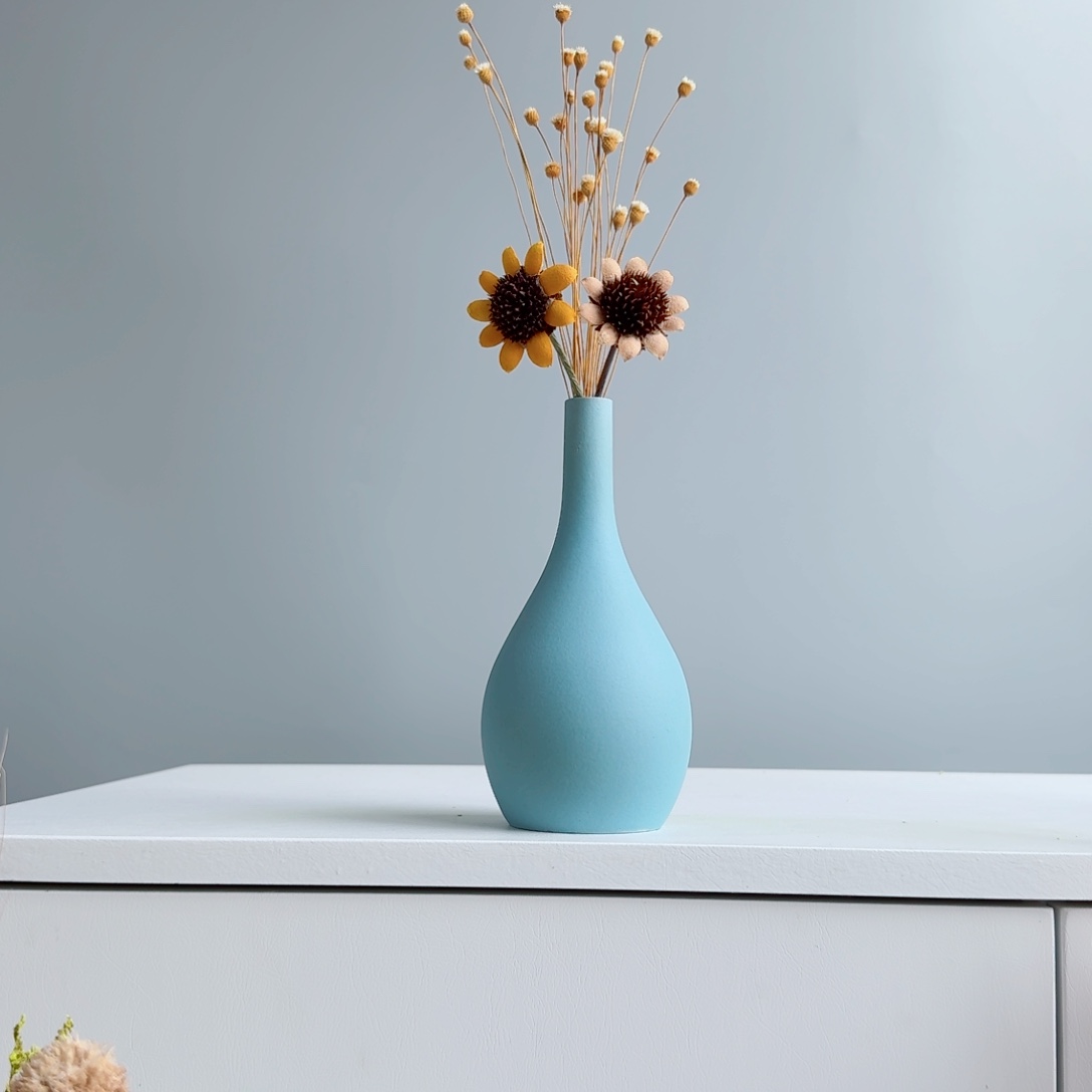 摆件陶瓷小花瓶含花总高花20-30cm