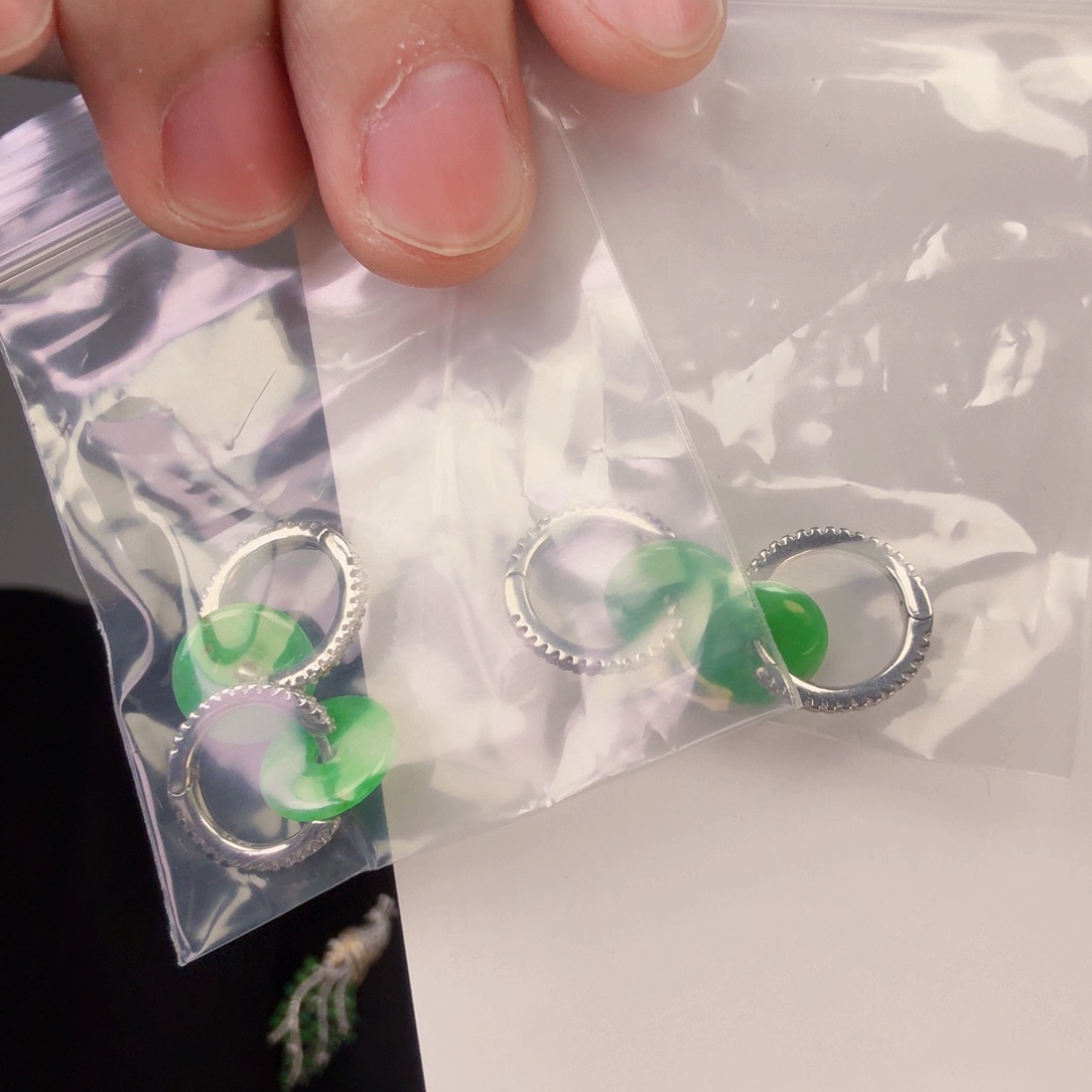 翡翠颈饰银S925镶嵌一对