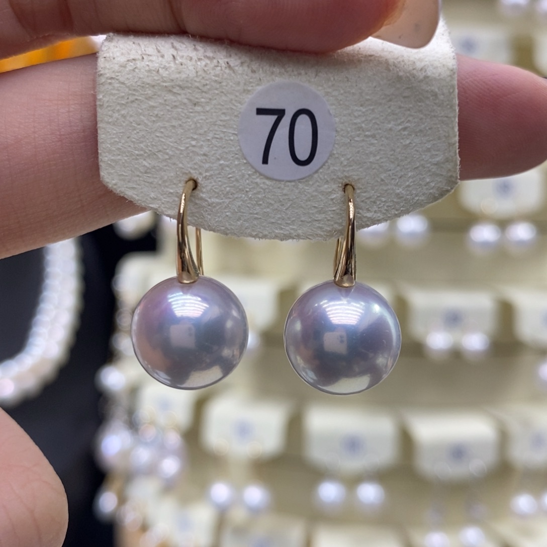 耳饰18K金镶嵌淡水珍珠