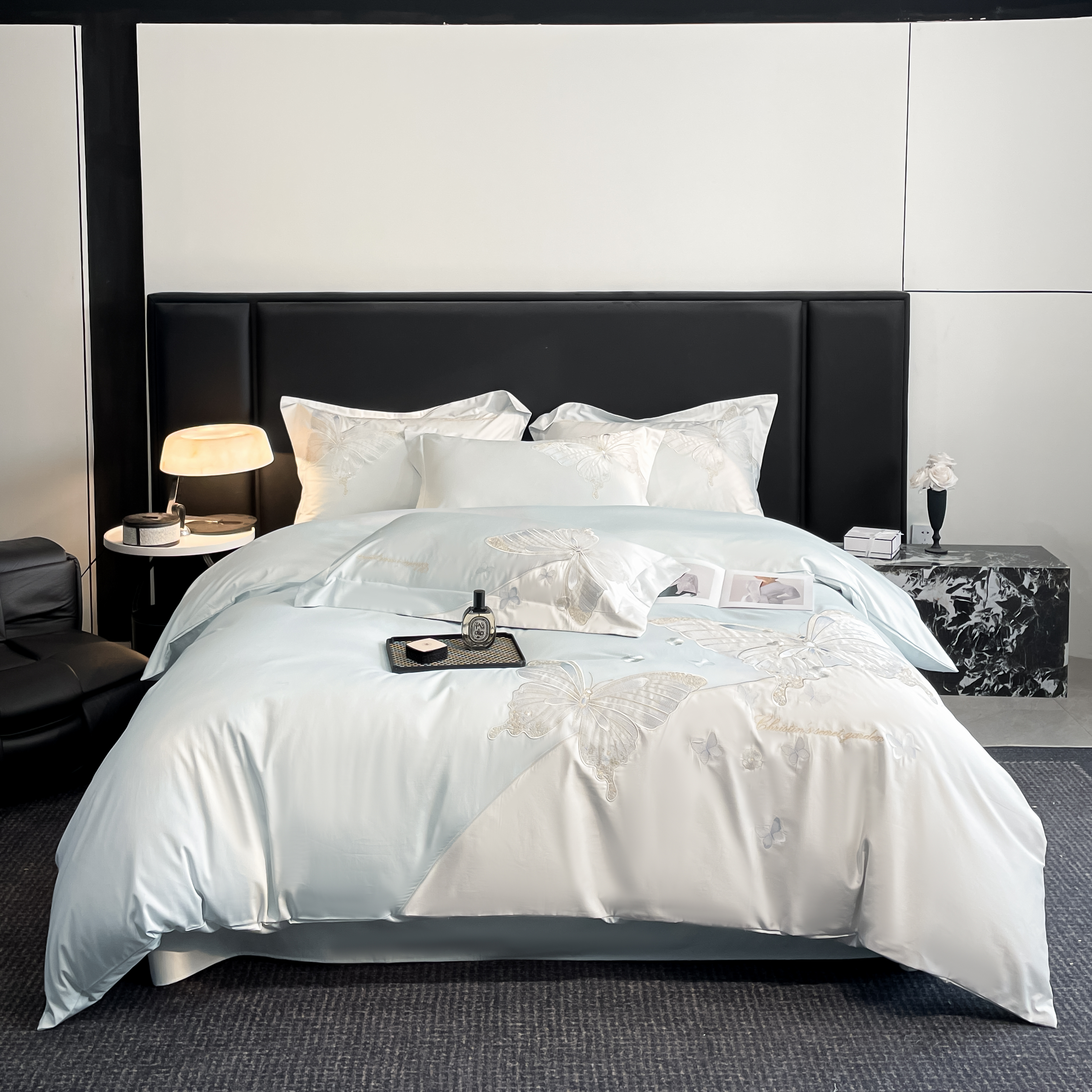 【岳小二专属】仙本集100支花香蝶语重工刺绣款四件套