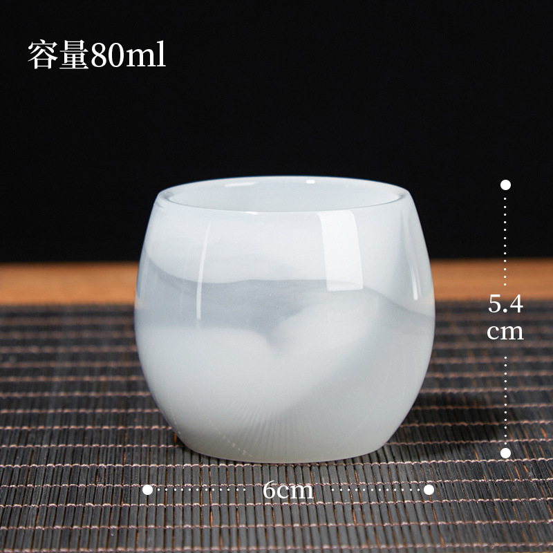 水墨龙蛋主人杯琉璃功夫茶具套装盖碗茶杯公道杯查滤龙蛋茶杯盖碗