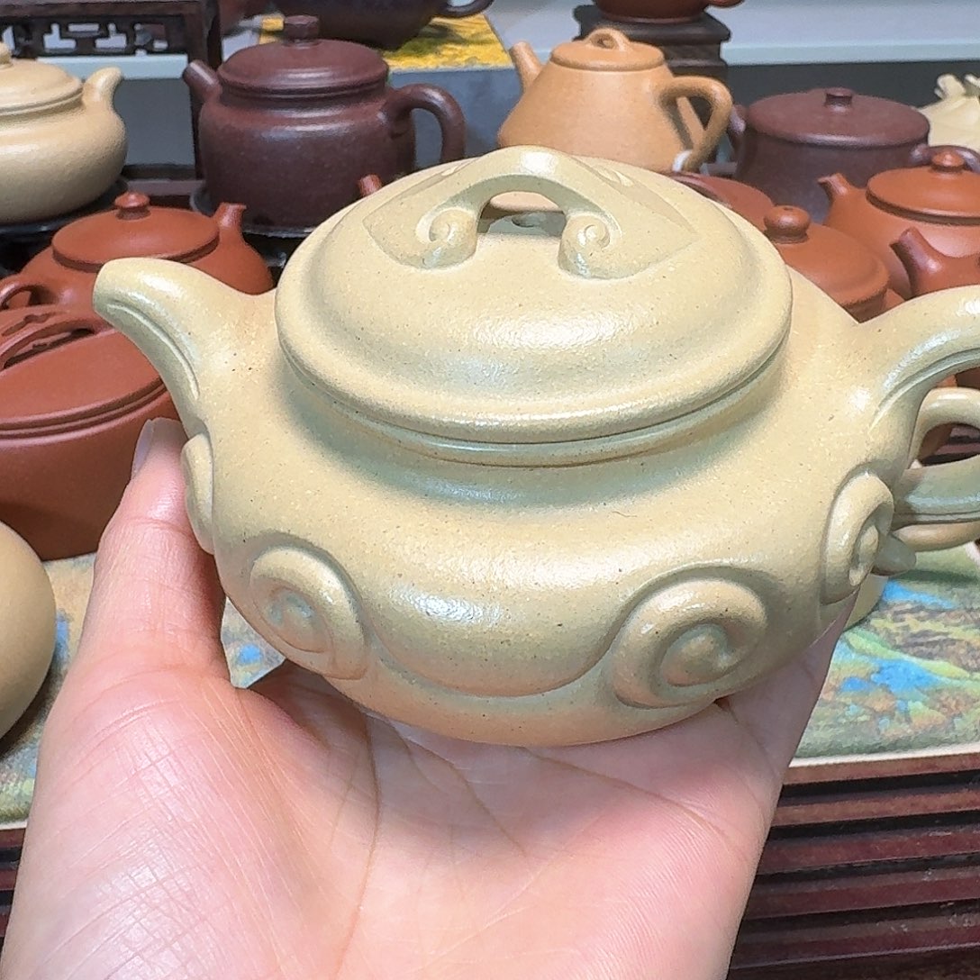 紫砂茶壶本山绿泥半手工微暇