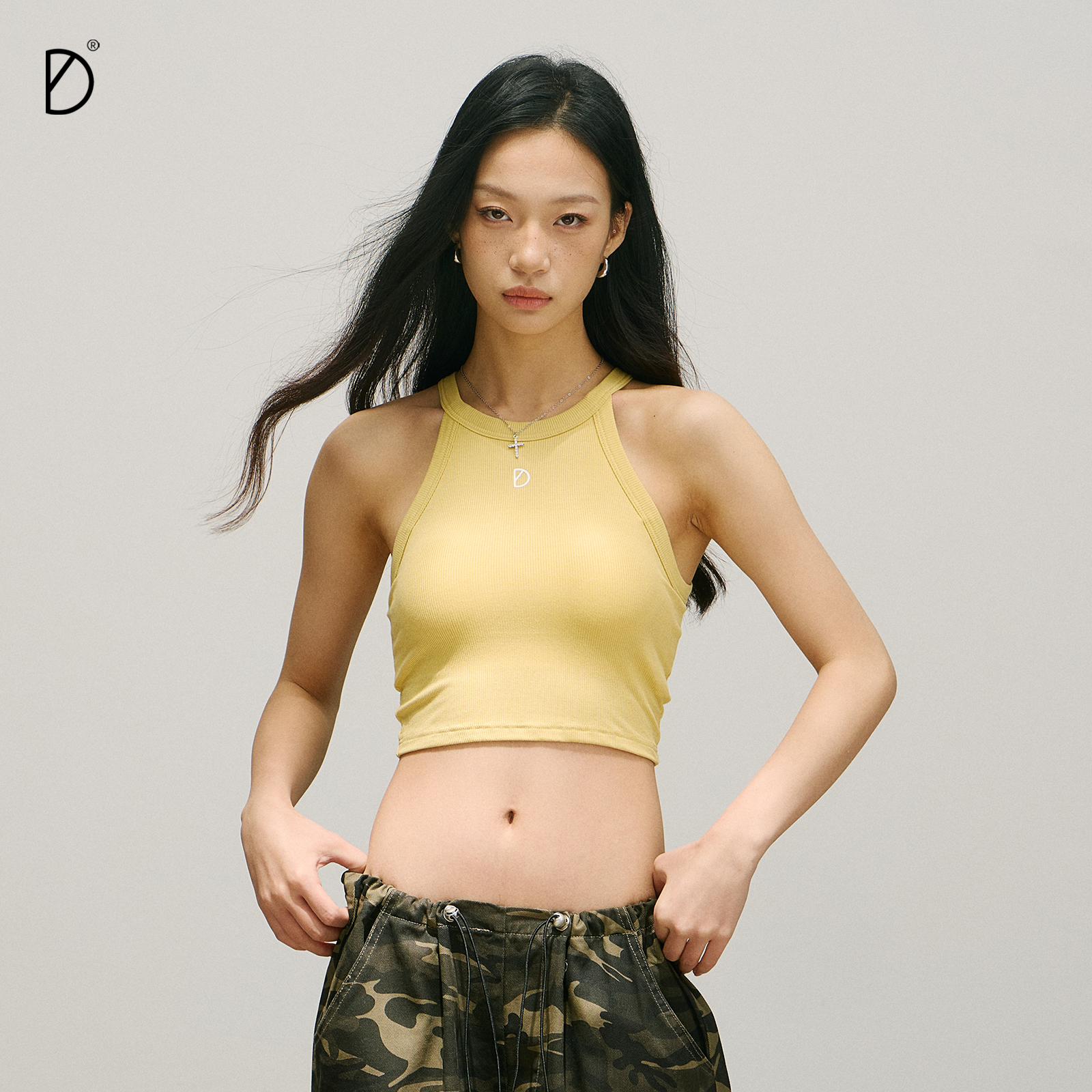 SMILE DDD短款挂脖背心固定胸垫弹力运动健身辣妹爵士舞外穿吊带