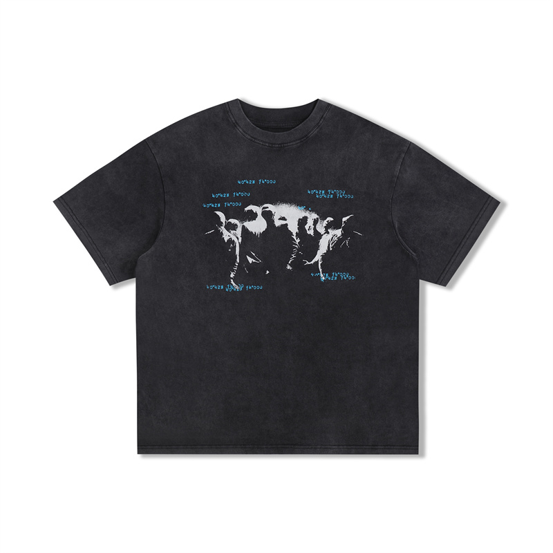 SIRYIN官方店*美式复古水洗人物短袖T恤男女标语做旧圆领上衣春夏