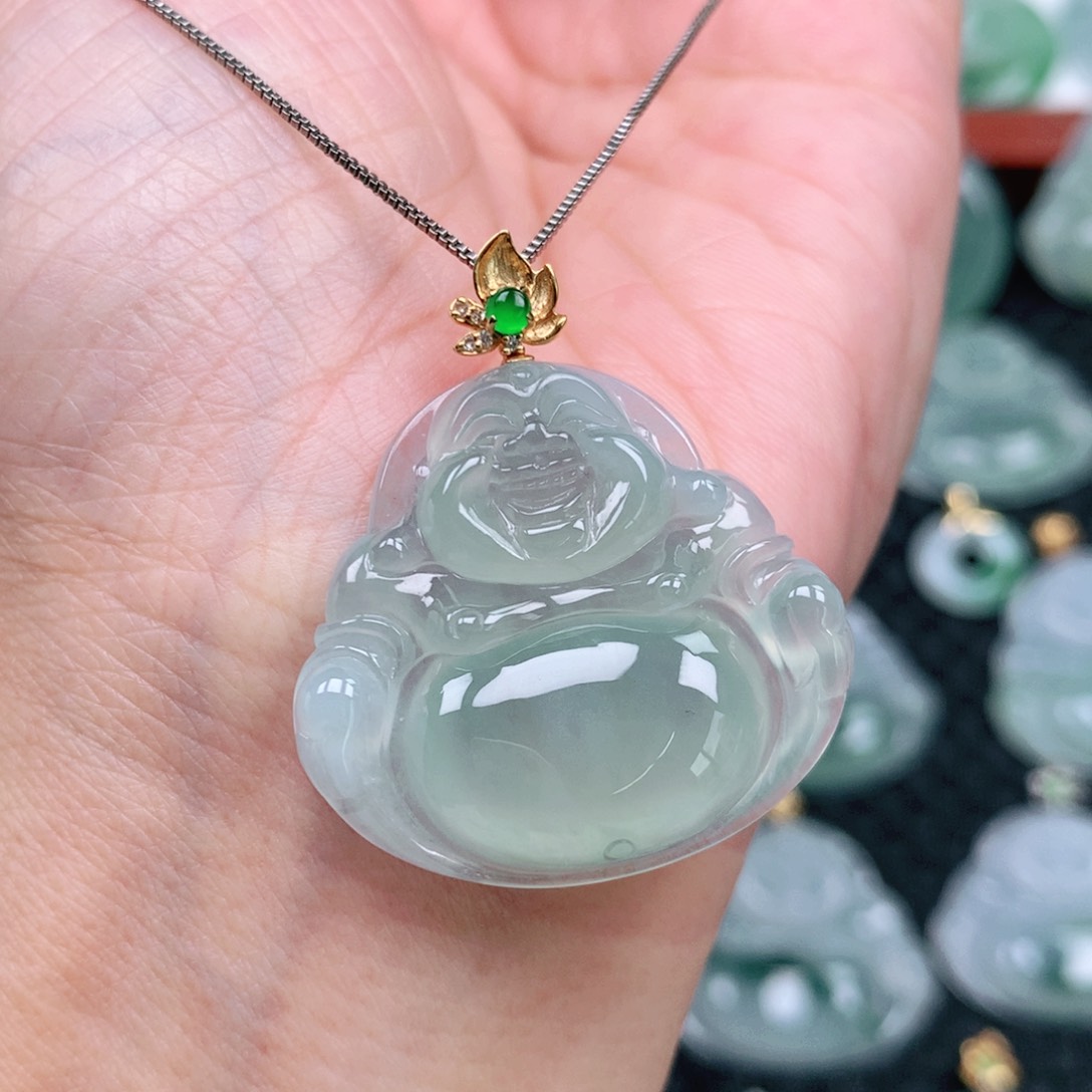 翡翠吊坠(不含链)18K金镶嵌