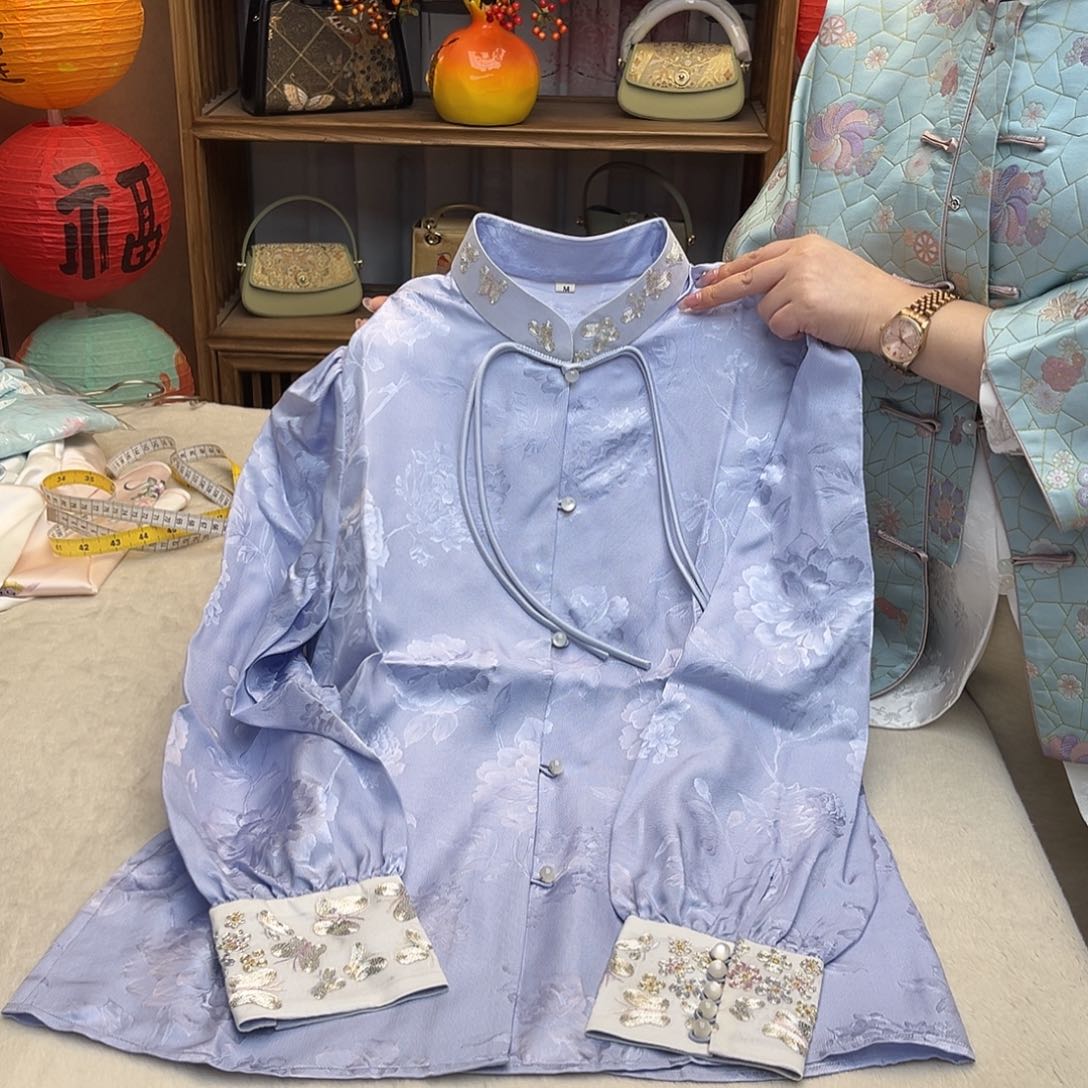 刺绣桑波段苏绣刺绣衬衫M