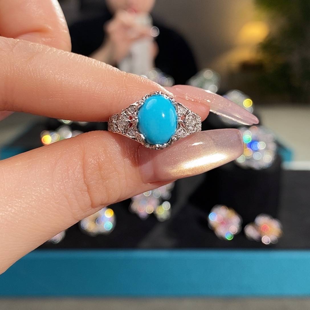 绿松石铂Pt950镶嵌戒指2.54ct