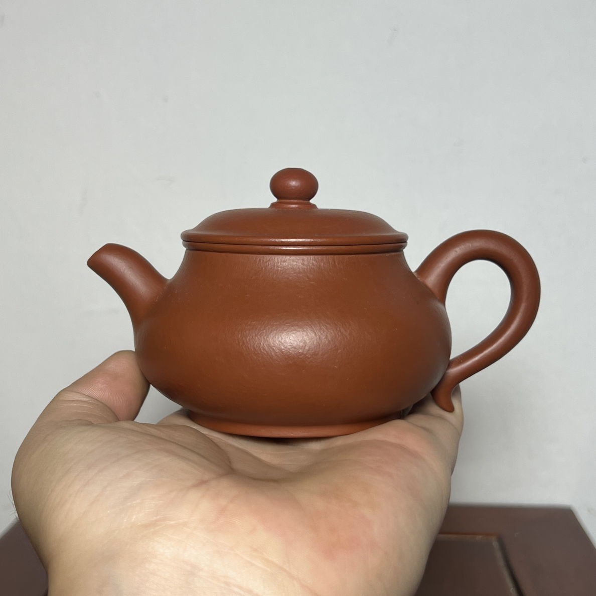 宜兴紫砂壶朱泥全手潘壶160毫升左右