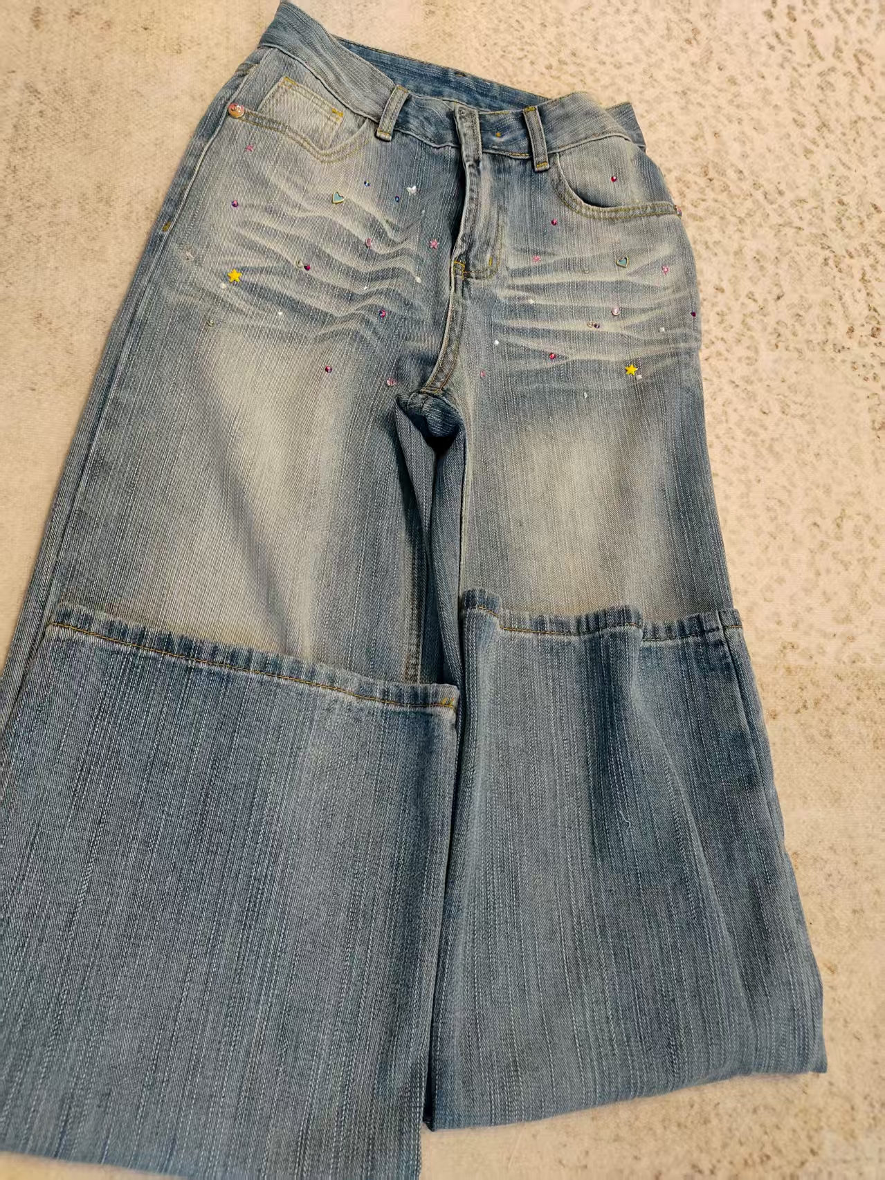 A428 上半身细闪蓝色牛仔裤