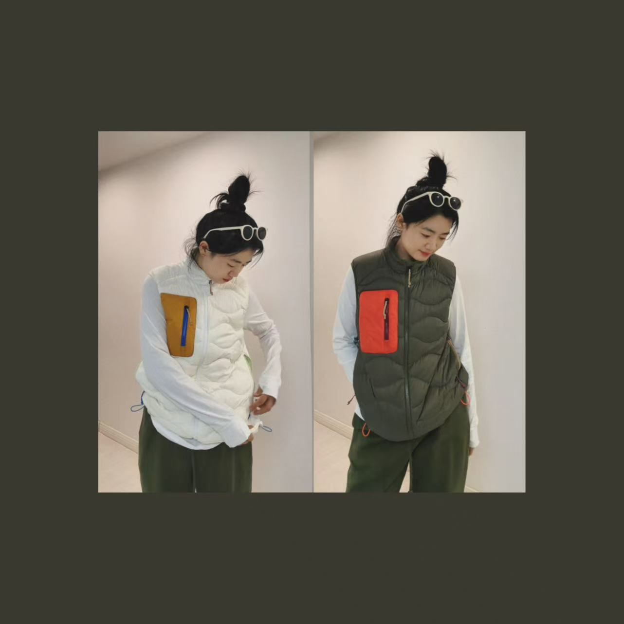 WOGU小众百搭拼色羽绒马夹