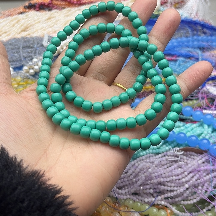 玛瑙/玉髓珠宝半成品未镶嵌一条7mm松石老型珠108颗