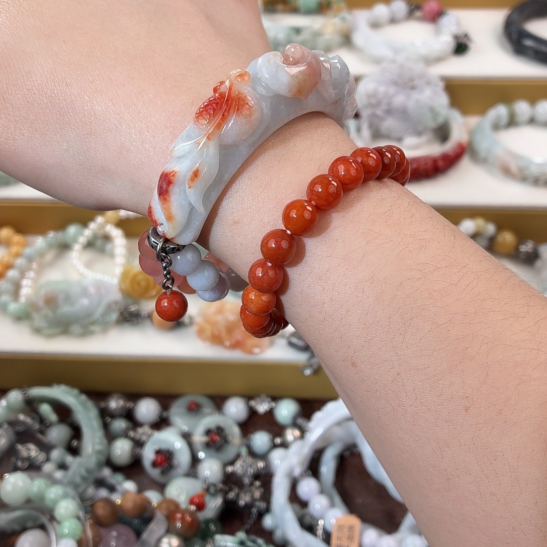 蜕***】翡翠未镶嵌手镯小金半镯设计