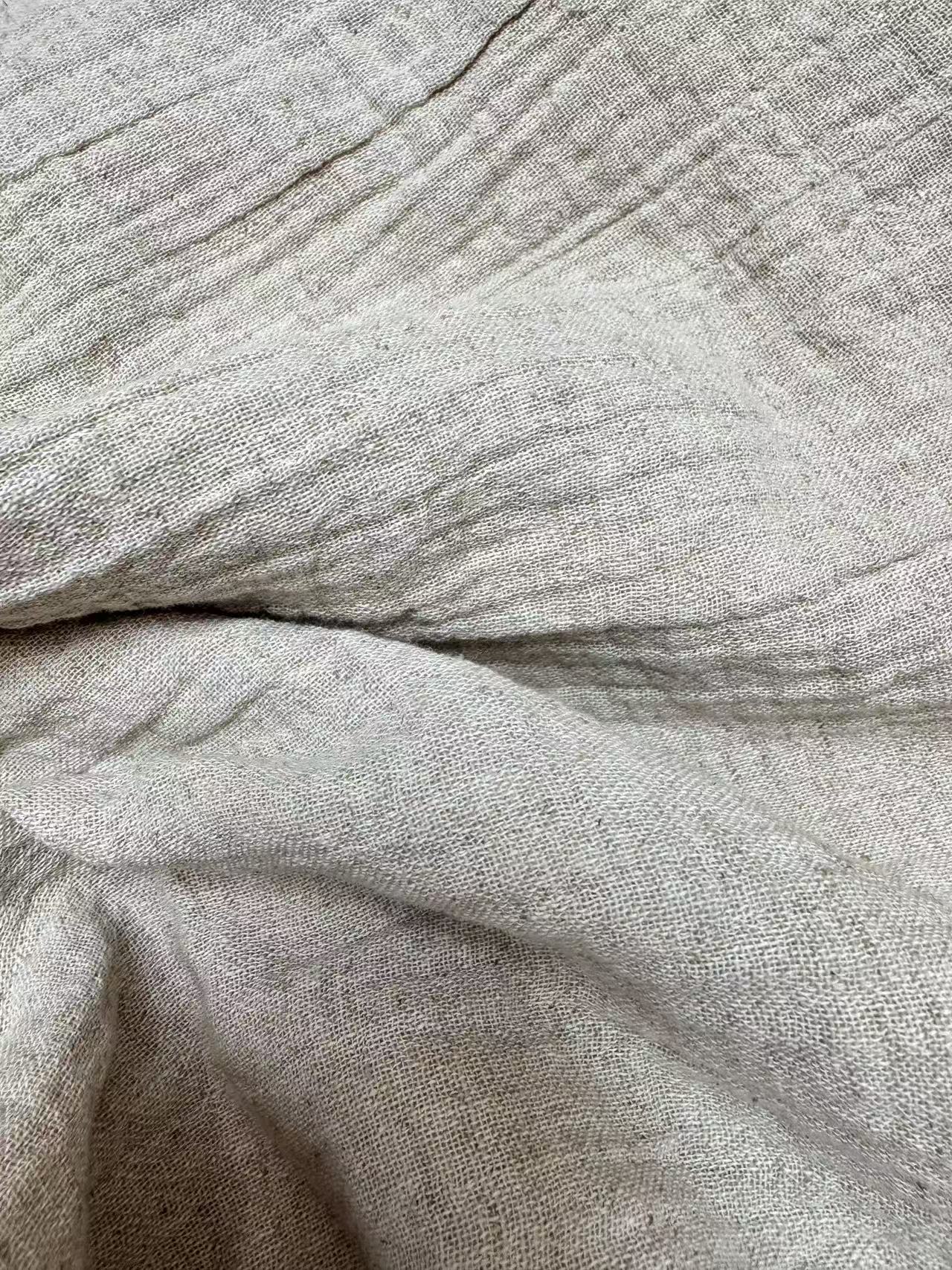 出口尾单限量款高含量罗布麻➕汉麻雨露麻包边皱麻工艺毯子