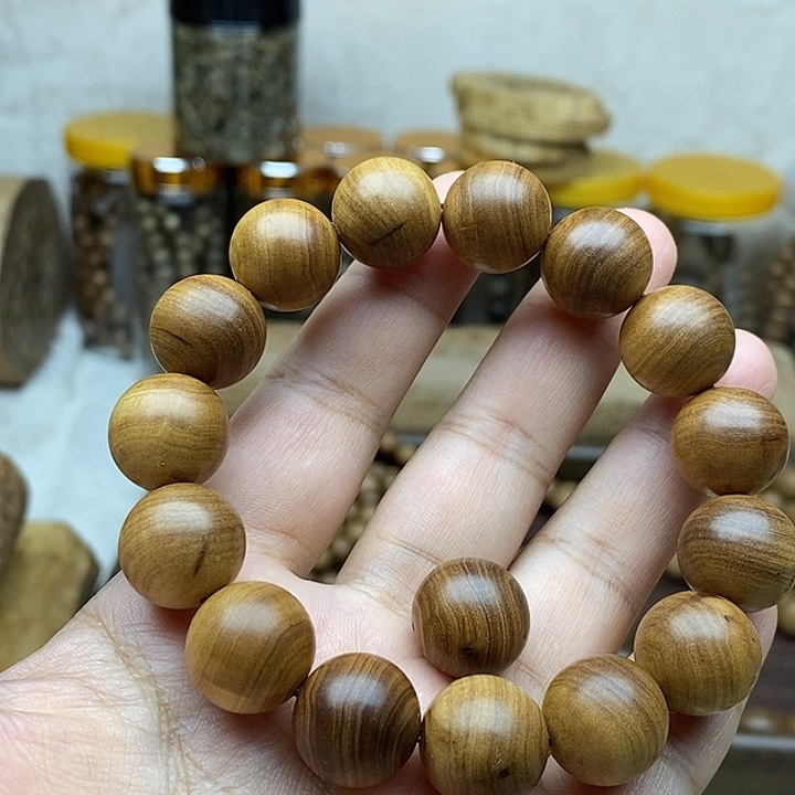 落***秋檀香木无事牌檀香木手串1.5