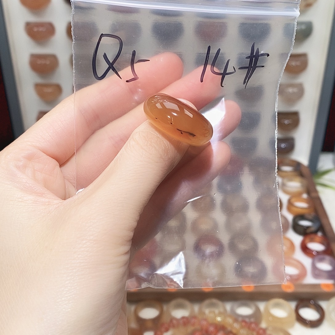 玛瑙/玉髓未镶嵌戒指港14码不退换福利款