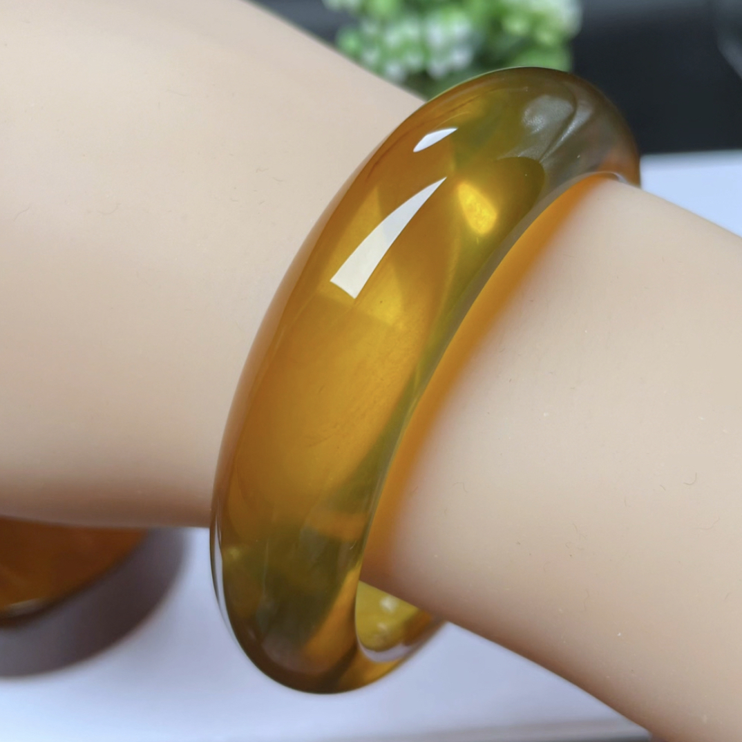 【李氏珠宝】精美53圈15.5宽金珀绞蜜手镯珀体清爽透亮干净缅甸琥珀