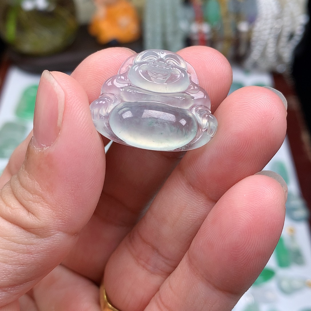 翡翠裸石缅甸天然A货翡翠冰种佛公