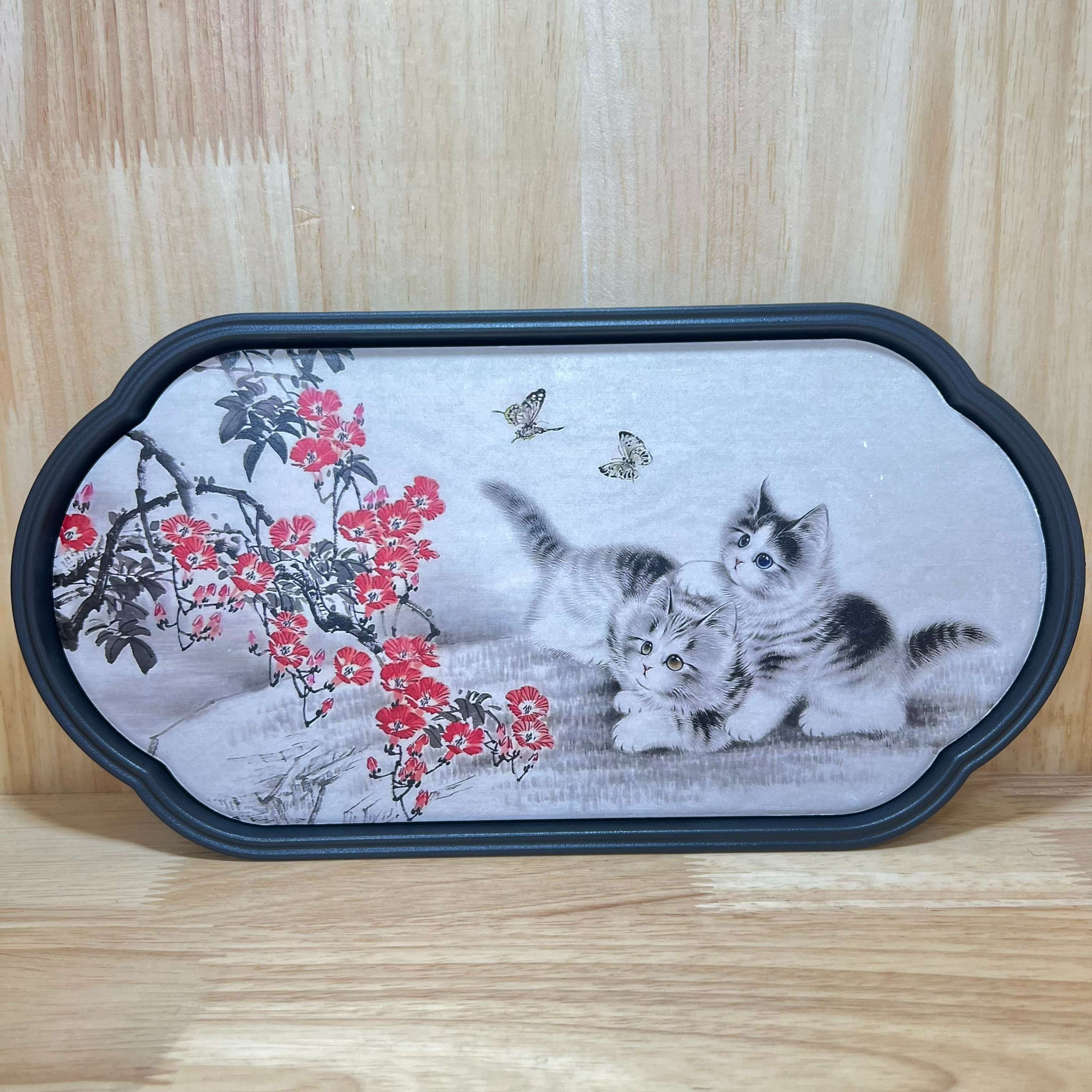 长方形【梅花猫咪】吸水茶盘