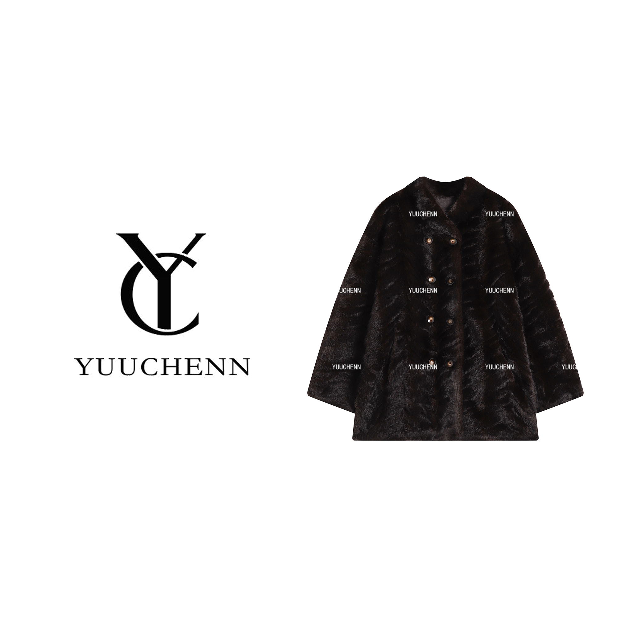YUUCHENN“浪漫主义”绵羊毛欧美风双排扣厚款女外套25C-W80230