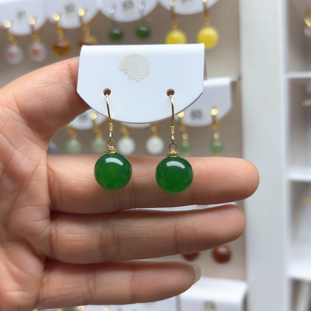 玛瑙/玉髓耳饰银S925镶嵌