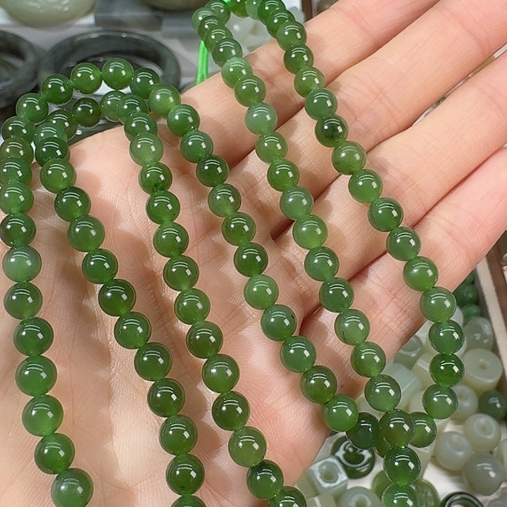 和田玉（碧玉）未镶嵌手链6mm