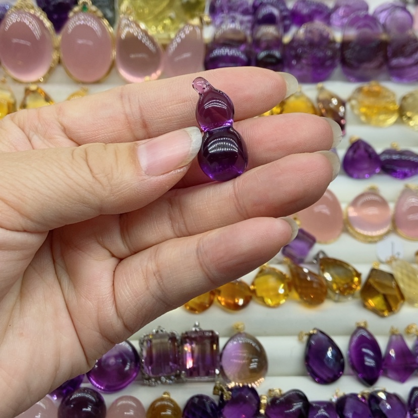 【闪购商品】水晶水晶吊坠18K金镶嵌