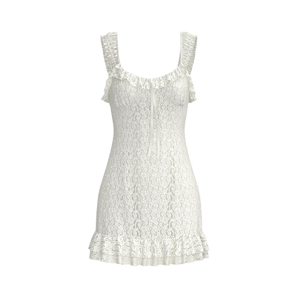 UR2025夏季新款女装波嬉度假风花边肌理无袖连衣裙UYL750047