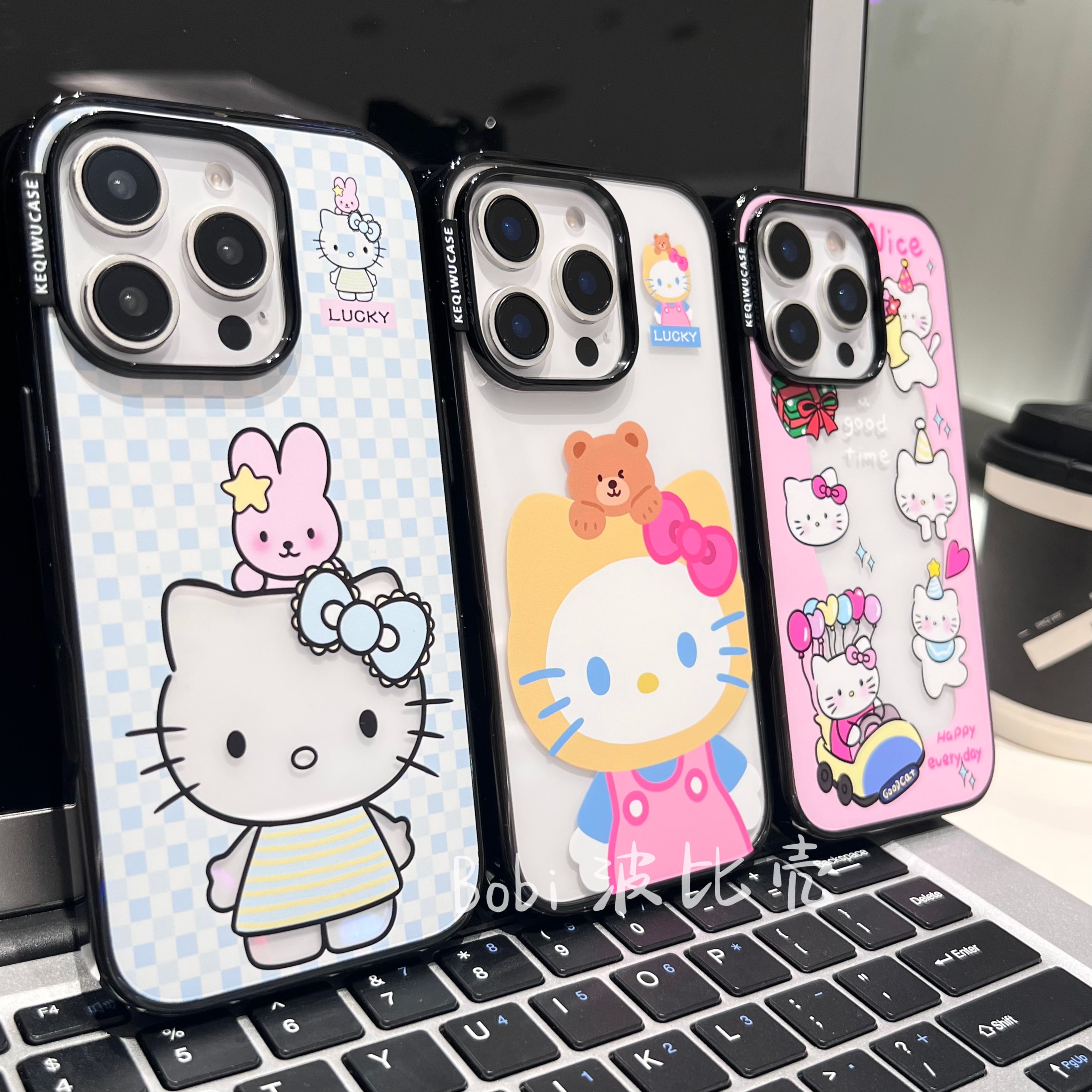 可爱卡通粉边猫咪磨砂小熊轻薄适用苹果手机壳iphone16pro全包/15