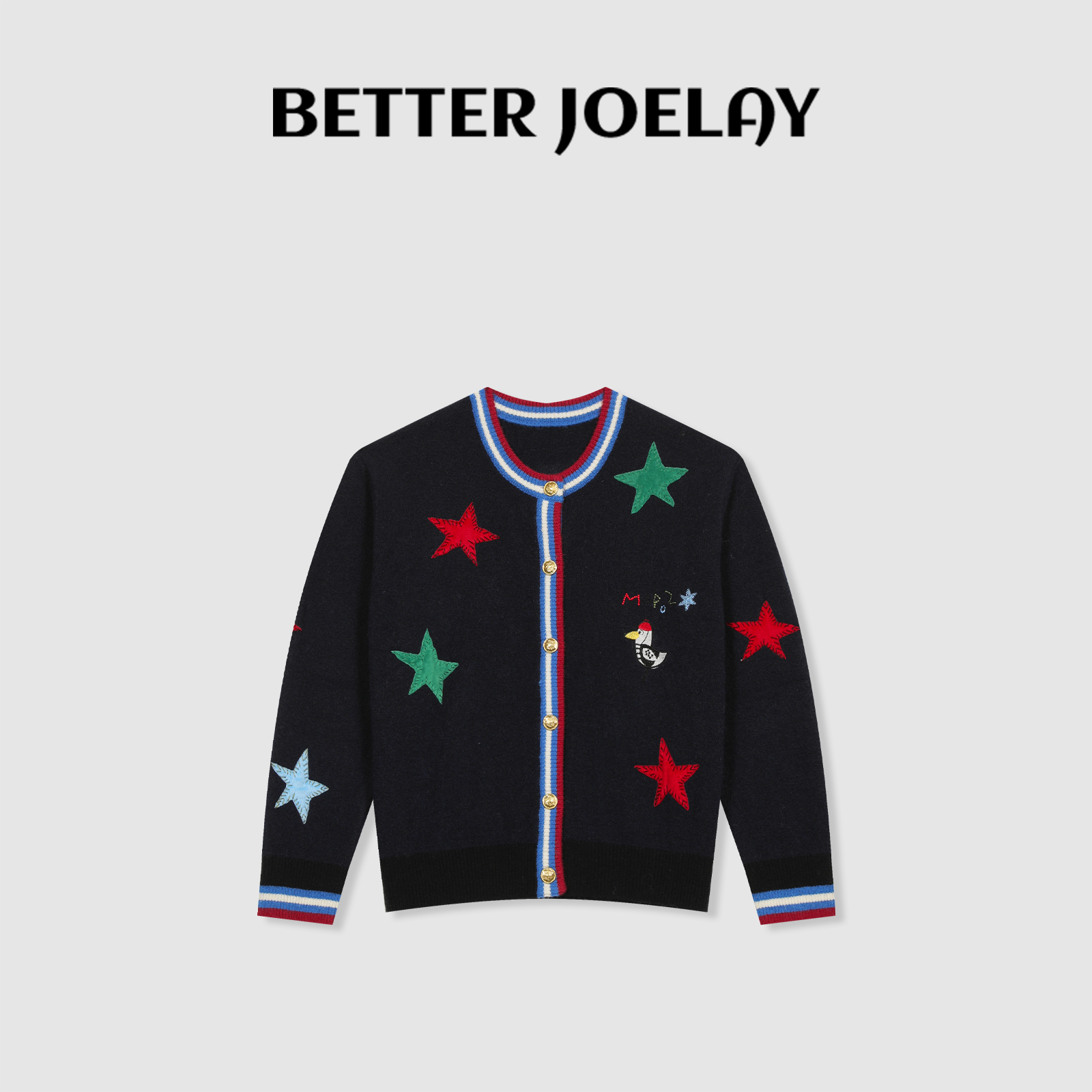 BETTER JOELAY-【星空之下】时尚针织开衫毛衣简约复古百搭LL5633