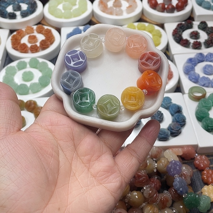 石英质玉（非洲翠）合金手串