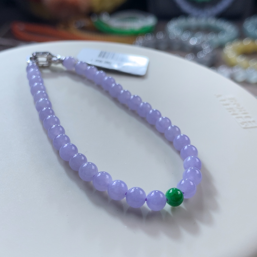 翡翠手链未镶嵌翡翠冰蓝紫卡4+