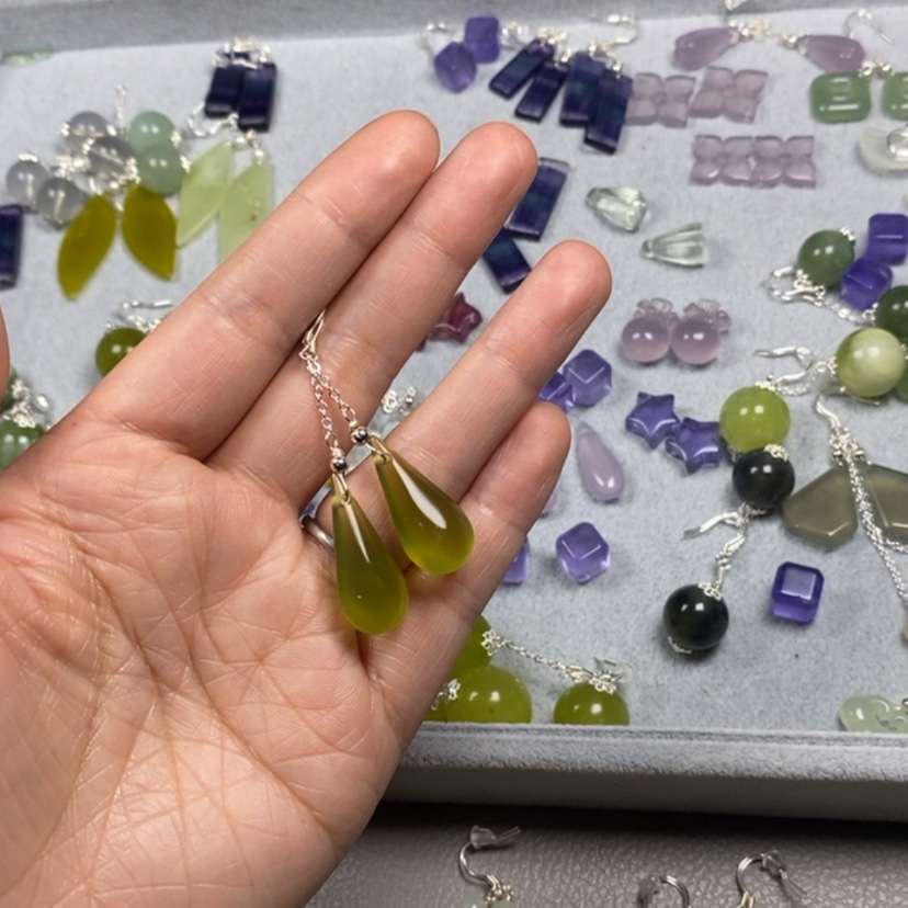 【闪购商品】蛇纹石玉挂件耳饰耳环项链未镶嵌