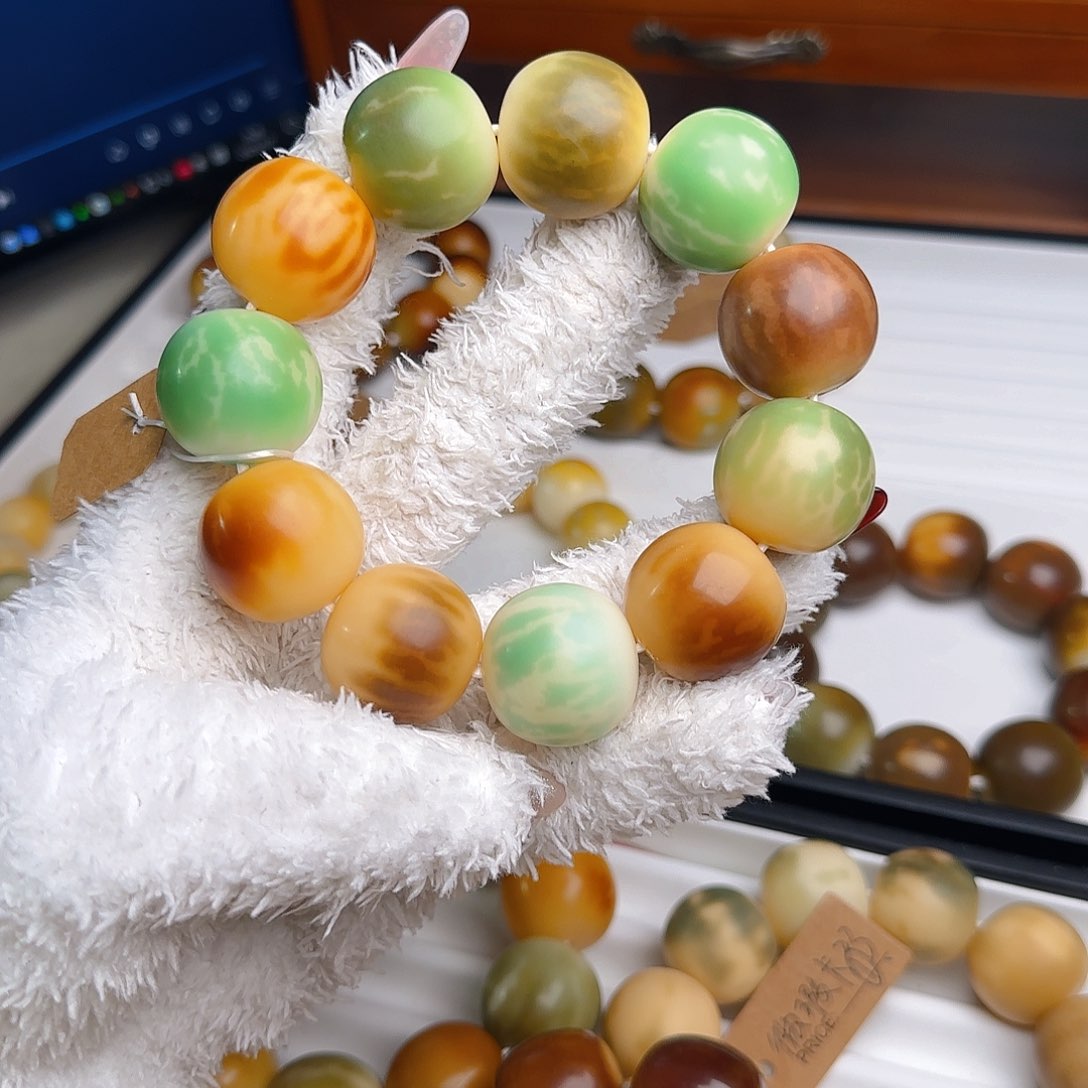 菩提根/象牙果手串卡24干磨瓜皮苹果微微瑕