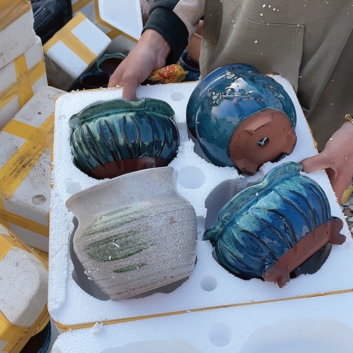 无铅玻璃宜兴紫砂花盆