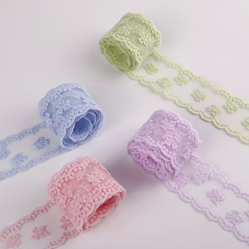 《燕子家》4cm牛奶纱花边辅料波浪边镂空刺绣蝴蝶结丝带包装服饰